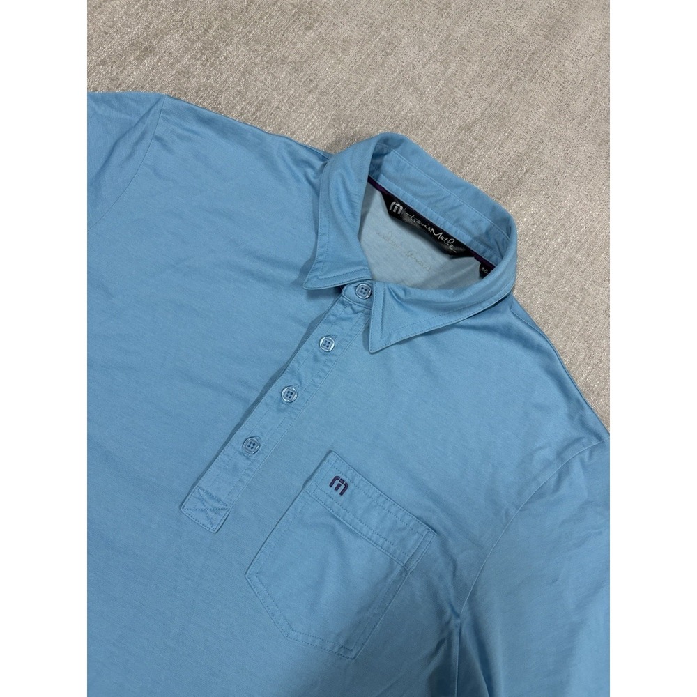Travis Mathew Pima Cotton Polo Shirt Blue Mens Medium Performance Golf